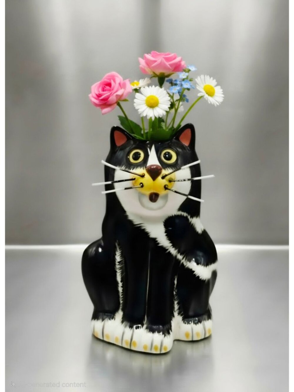 Black & White Ceramic Cat Refrigerator Vase By Bella Casa Ganz